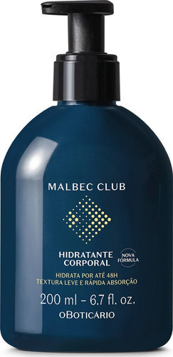 Crema Hidratante Corporal Malbec Club 200 ml